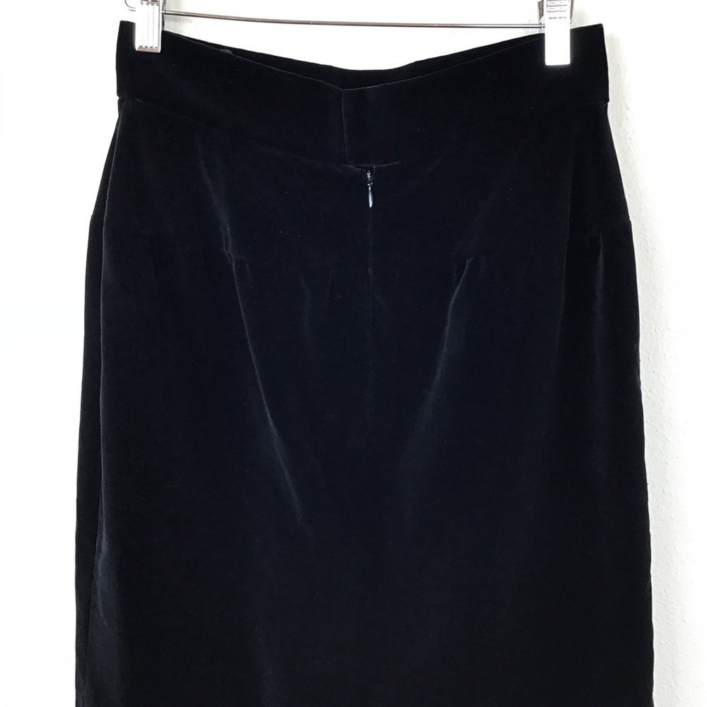 Chanel Skirt Velvet Pencil Cotton Vintage 42 Black - Picture 4 of 7